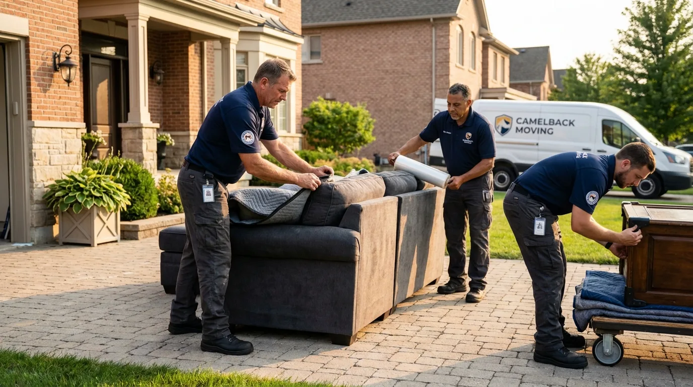 Large estate moving crew wrapping furniture in Carefree, AZ