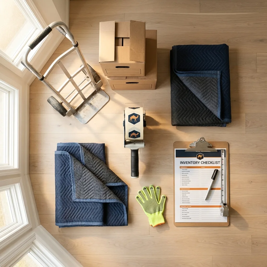 Professional moving supplies and packing materials layout for Carefree residential relocations